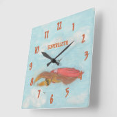 Cartoon Supersloth-klok Vierkante Klok (Hoek)