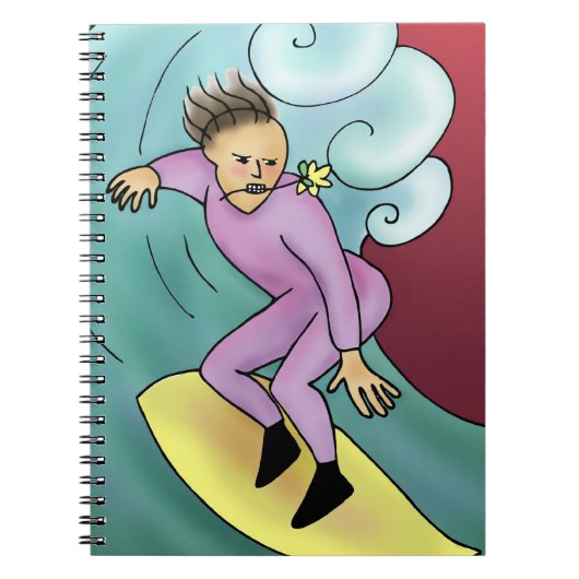 Cartoon Surfer Notitieboek (Voorkant)