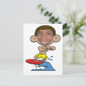 Cartoon Surfer snijdt gezichtsSjabloon uit Briefkaart (Staand voorkant)