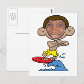Cartoon Surfer snijdt gezichtsSjabloon uit Briefkaart (Voorkant / Achterkant)