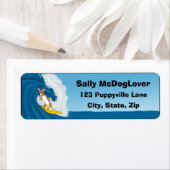 Cartoon Surfing Corgi Etiket (Insitu)