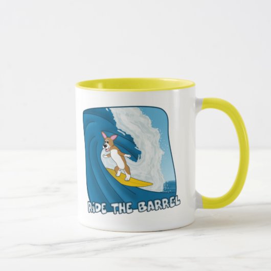Cartoon Surfing Corgi Mok (Rechts)