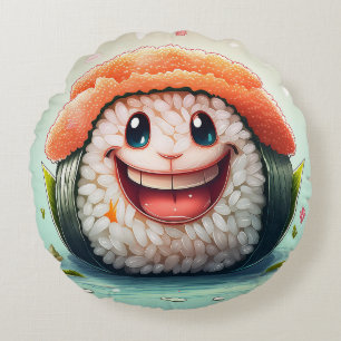 Cartoon sushi rond kussen - grillig design plezier