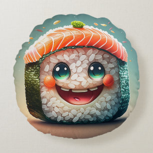 Cartoon sushi rond kussen - grillig design plezier