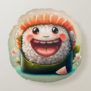 Cartoon sushi rond kussen - grillig design plezier