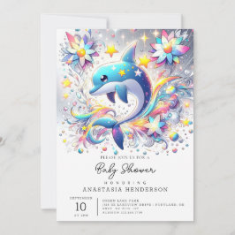 Cartoon Sweet Dolphin Baby shower Kaart