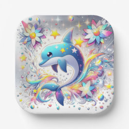 Cartoon Sweet Dolphin Baby shower Papieren Bordje