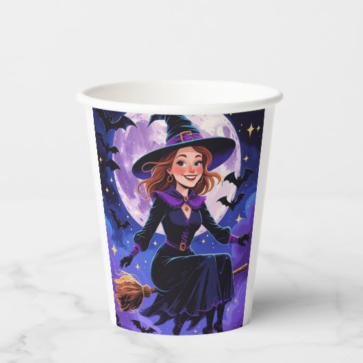 Cartoon Sweet Witch Themd Papieren Bekers (Voorkant)