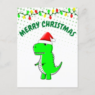 Cartoon T Rex Cute Dino Santa KerstPet Feestdagenkaart