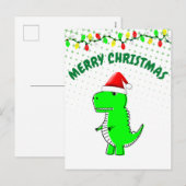 Cartoon T Rex Cute Dino Santa KerstPet Feestdagenkaart (Voorkant / Achterkant)