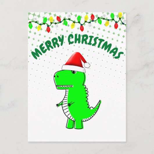 Cartoon T Rex Cute Dino Santa KerstPet Feestdagenkaart (Voorkant)