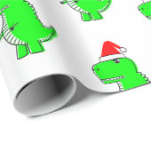 Cartoon T Rex Cute Dino Santas KerstPet Cadeaupapier (Rol Hoek)