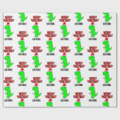 Cartoon T Rex Cute Dino Santas KerstPet Cadeaupapier (Vlak)
