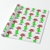 Cartoon T Rex Cute Dino Santas KerstPet Cadeaupapier (Uitgerold)