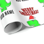 Cartoon T Rex Cute Dino Santas KerstPet Cadeaupapier (Rol Hoek)