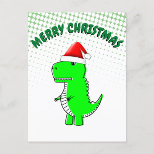 Cartoon T Rex Cute Dino Santas KerstPet Feestdagenkaart
