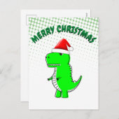Cartoon T Rex Cute Dino Santas KerstPet Feestdagenkaart (Voorkant / Achterkant)