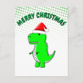 Cartoon T Rex Cute Dino Santas KerstPet Feestdagenkaart (Voorkant)