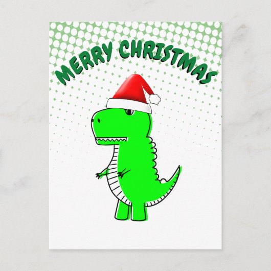 Cartoon T Rex Cute Dino Santas KerstPet Feestdagenkaart (Voorkant)