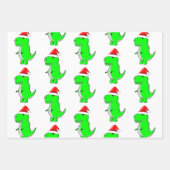 Cartoon T Rex Cute Dino Santas KerstPet Inpakpapier Vel (Voorkant 3)