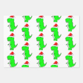 Cartoon T Rex Cute Dino Santas KerstPet Inpakpapier Vel (Voorkant)
