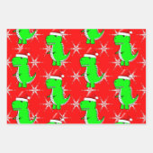 Cartoon T Rex Cute Dino Santas KerstPet Inpakpapier Vel (Voorkant 2)