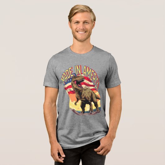 Cartoon T-Rex Patriottisch T-Shirt (Voorkant volledig)