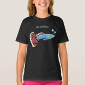 Cartoon T-Shirt van fancy guppy tropische vissoort (Voorkant)