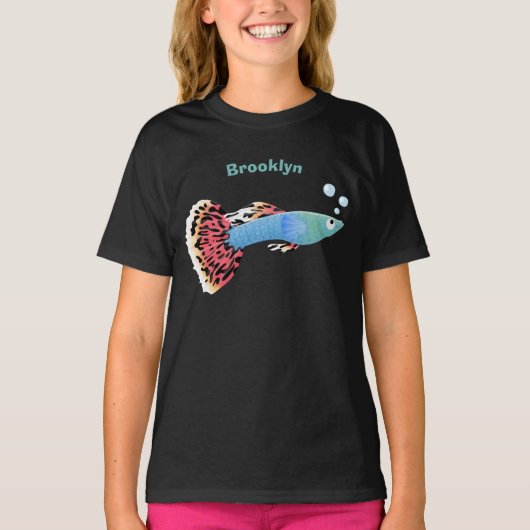Cartoon T-Shirt van fancy guppy tropische vissoort (Voorkant)