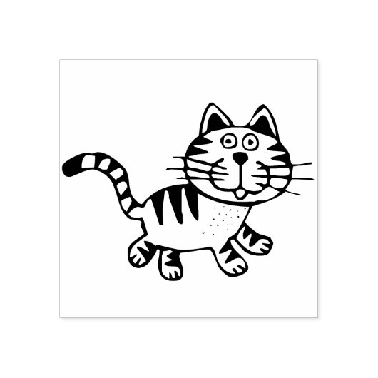 cartoon tabby cat art stamp rubberstempel (Afrduk)