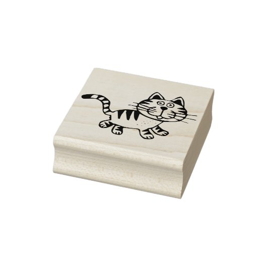 cartoon tabby cat art stamp rubberstempel (Stempel)