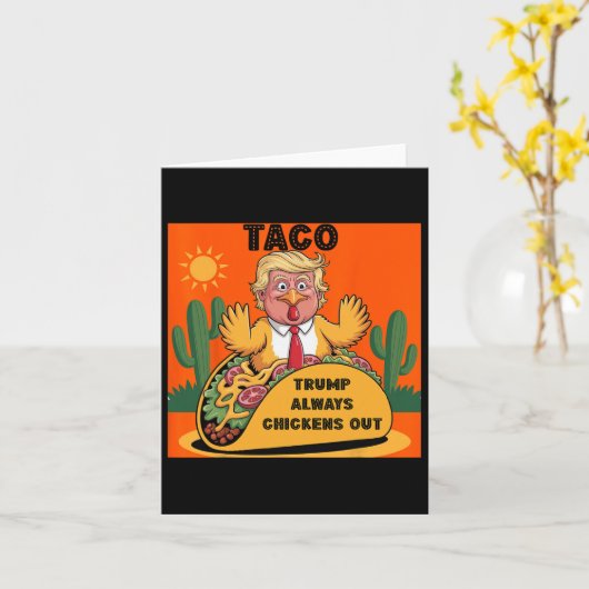 Cartoon Taco-Trump steekt altijd Sinaasappel uit Kaart (Gele Bloem)