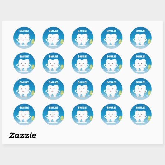 Cartoon Tand, Floss Tandheelkundige Sticker (Vel)