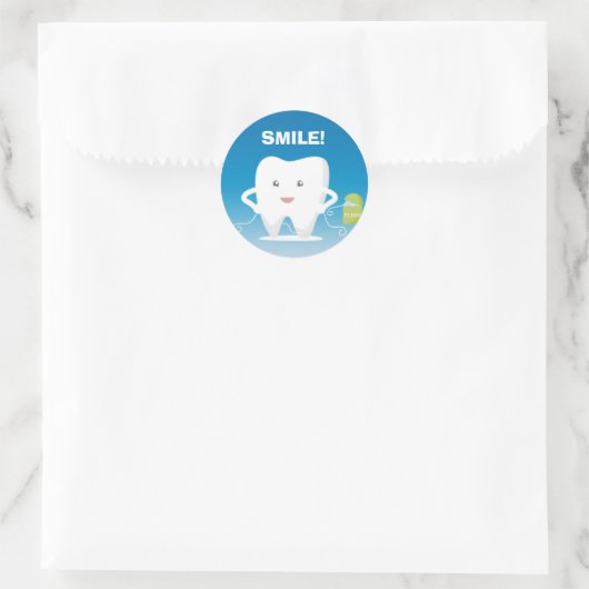 Cartoon Tand, Floss Tandheelkundige Sticker (Tas)