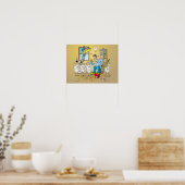 Cartoon ; tanden op controle bij de tandarts poster (Keuken)