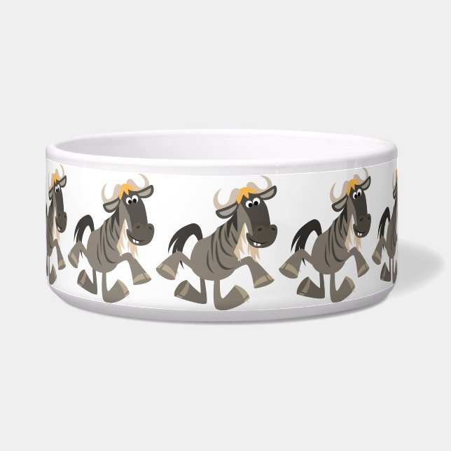 Cartoon Tap Dancing Wildebeest Pet Bowl Voerbakje (Links)