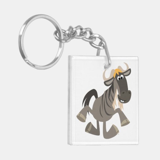 Cartoon Tap Dansend Wildebeest AcrylSleutelhanger Sleutelhanger (Voorkant Links)