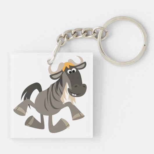 Cartoon Tap Dansend Wildebeest AcrylSleutelhanger Sleutelhanger (Achterkant)
