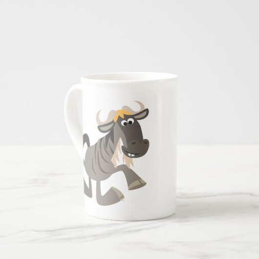 Cartoon Tap dansend Wildebeest Bone China Mok (Links)