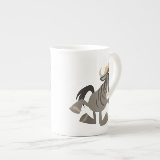 Cartoon Tap dansend Wildebeest Bone China Mok (Voorkant rechts)