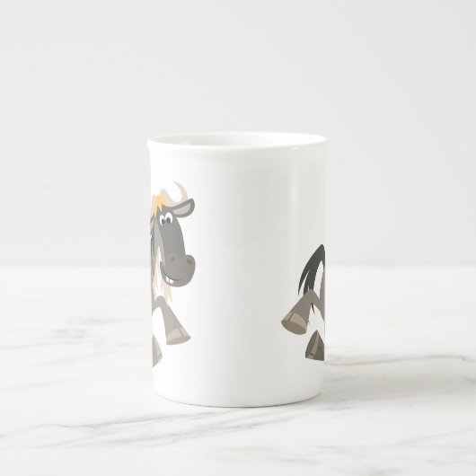 Cartoon Tap dansend Wildebeest Bone China Mok (Voorkant)