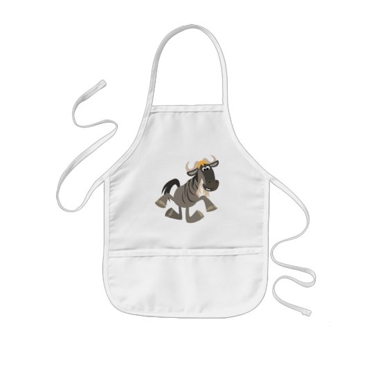 Cartoon Tap dansend Wildebeest Children Apron Kinder Schort (Voorkant)