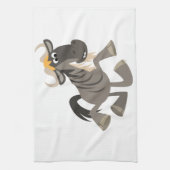 Cartoon Tap Dansend Wildebeest Kitchen Towel Theedoek (Verticaal)