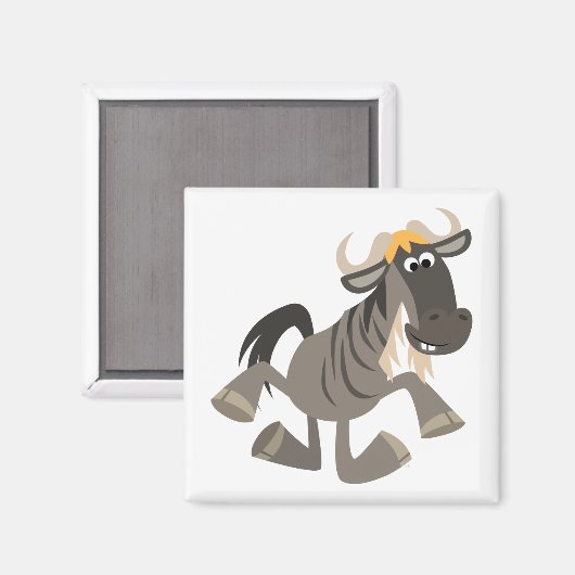 Cartoon Tap Dansend Wildebeest Magnet (Voorkant / Achterkant)
