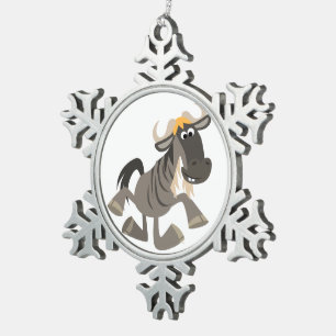 Cartoon Tap Dansend Wildebeest Pewter Ornament