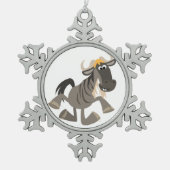 Cartoon Tap Dansend Wildebeest Pewter Ornament (Voorkant)