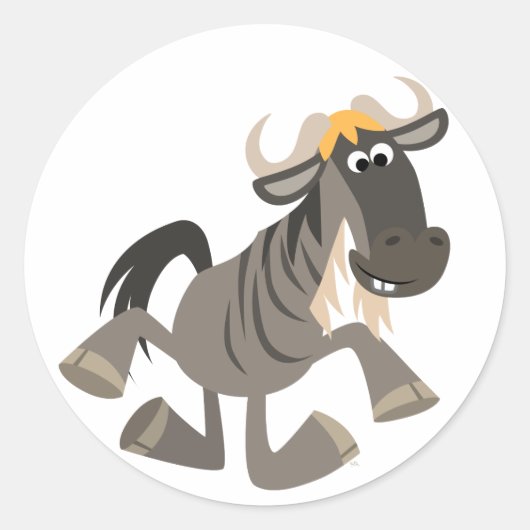 Cartoon Tap Dansend Wildebeest Sticker (Voorkant)