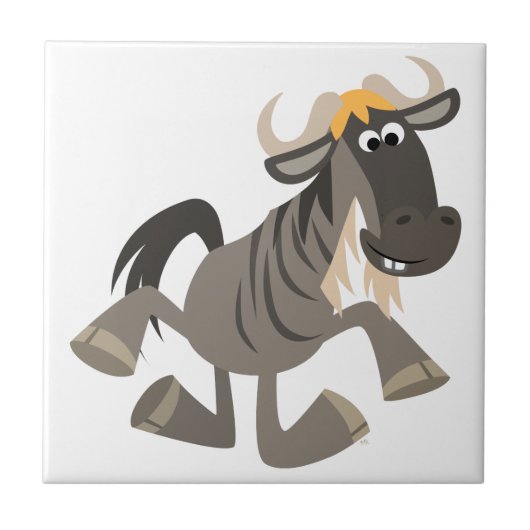 Cartoon Tap Dansend Wildebeest Tile Tegeltje (Voorkant)