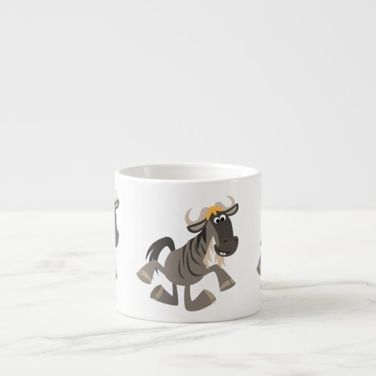 Cartoon Tap Dansende Wildebeest Espresso Mok (Voorkant)
