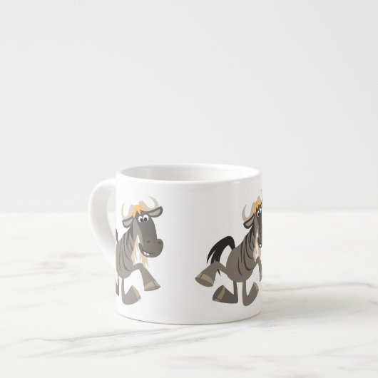 Cartoon Tap Dansende Wildebeest Espresso Mok (Links)